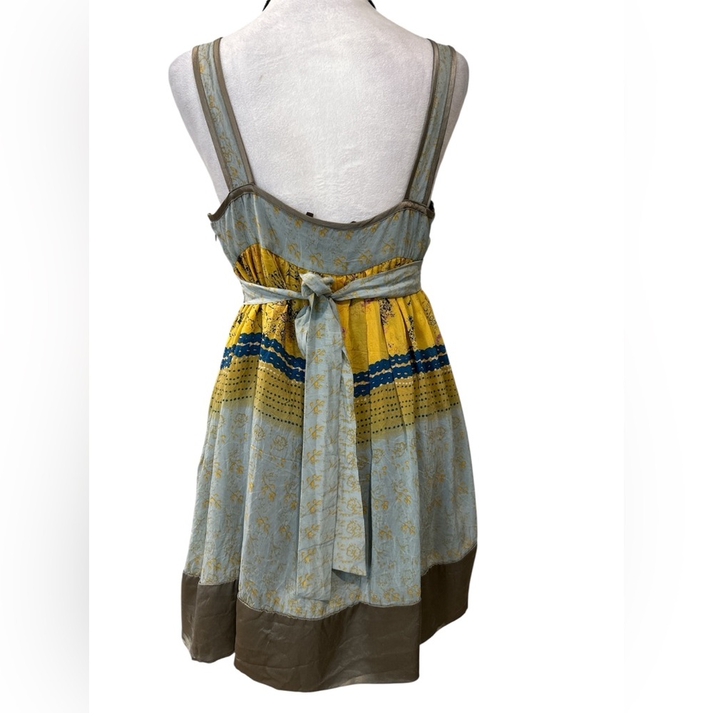 Johnny Was JWLA Boho Maxi Dress Small Rayon Yellow Blue Floral Embroidered - Picture 5 of 8
